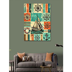 Kanvas Tablo Denizcilik Temalı Patchwork 50x70 cm