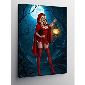 Kanvas Tablo Kırmızı Başlıklı Kız Ve Fener 100x140 cm