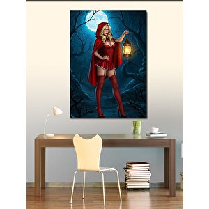 Kanvas Tablo Kırmızı Başlıklı Kız Ve Fener 100x140 cm