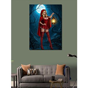 Kanvas Tablo Kırmızı Başlıklı Kız Ve Fener 50x70 cm