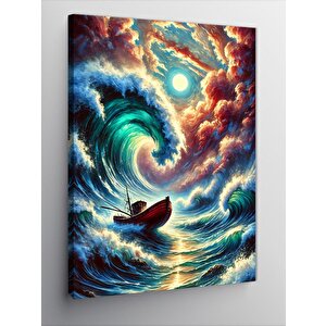 Kanvas Tablo Fırtına Ve Küçük Tekne 100x140 cm