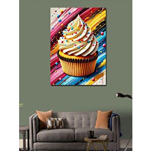 Kanvas Tablo Renkli Kek Ve Çizgiler 50x70 cm