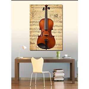 Kanvas Tablo Keman Ve Nota Çizimi 100x140 cm