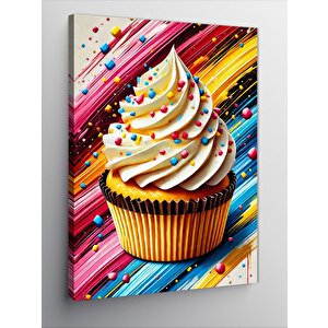 Kanvas Tablo Renkli Kek Ve Çizgiler 100x140 cm