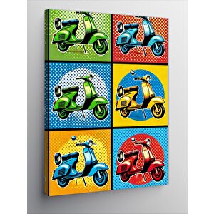 Kanvas Tablo Pop Art Motosiklet Çizimleri 70x100 cm