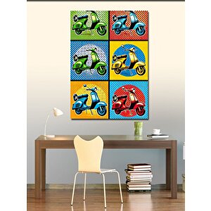 Kanvas Tablo Pop Art Motosiklet Çizimleri 70x100 cm