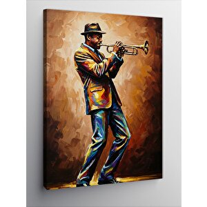 Kanvas Tablo Trompet Çalan Cazcı 100x140 cm