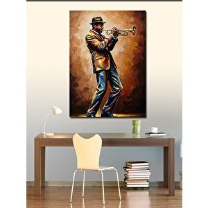 Kanvas Tablo Trompet Çalan Cazcı 100x140 cm