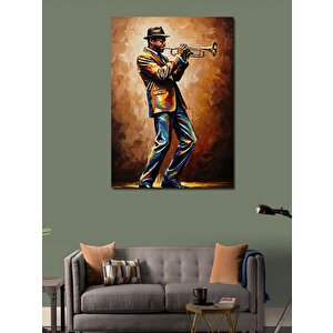 Kanvas Tablo Trompet Çalan Cazcı 100x140 cm