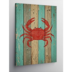 Kanvas Tablo Ahşap Üzerinde Yengeç Deseni 100x140 cm