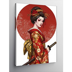 Kanvas Tablo Samuray Geisha Kadın 50x70 cm