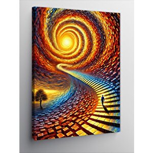 Kanvas Tablo Spiral Enerji Ve Yürüyen İnsan 100x140 cm