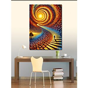 Kanvas Tablo Spiral Enerji Ve Yürüyen İnsan 100x140 cm