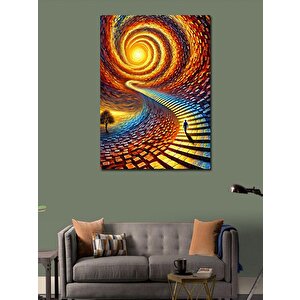 Kanvas Tablo Spiral Enerji Ve Yürüyen İnsan 100x140 cm