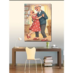 Kanvas Tablo Aşık Yaşlı Çift Portresi 100x140 cm