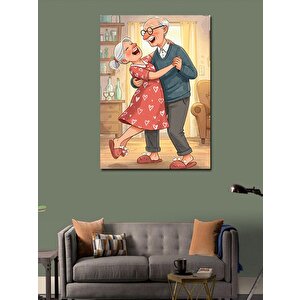Kanvas Tablo Aşık Yaşlı Çift Portresi 100x140 cm