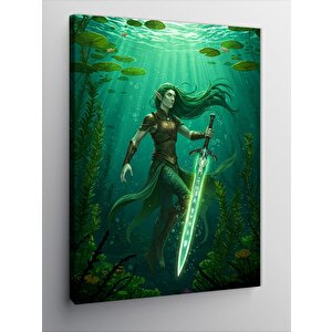 Kanvas Tablo Su Altında Excalibur Ve Elf 100x140 cm