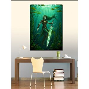 Kanvas Tablo Su Altında Excalibur Ve Elf 100x140 cm