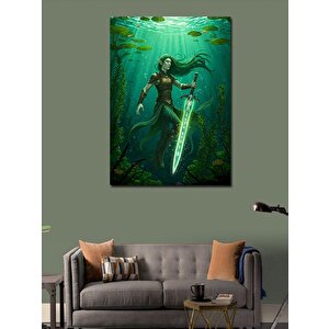 Kanvas Tablo Su Altında Excalibur Ve Elf 100x140 cm