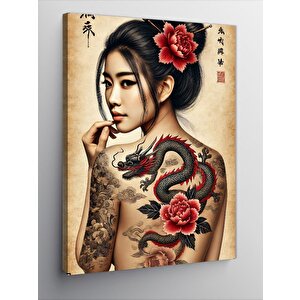Kanvas Tablo Ejderha Dövmeli Kadın 50x70 cm