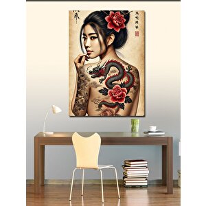 Kanvas Tablo Ejderha Dövmeli Kadın 50x70 cm