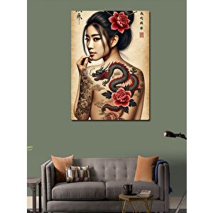 Kanvas Tablo Ejderha Dövmeli Kadın 50x70 cm