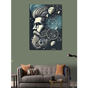 Kanvas Tablo Gezegen Ve Sakallı Adam 100x140 cm