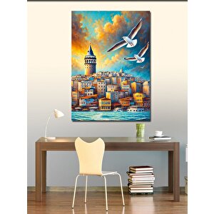 Kanvas Tablo Galata Kulesi Ve Martılar 70x100 cm