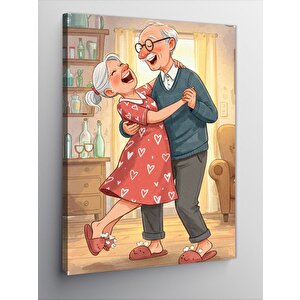 Kanvas Tablo Aşık Yaşlı Çift Portresi 50x70 cm