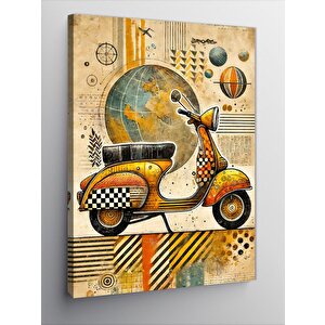 Kanvas Tablo Renkli Motosiklet Ve Desenler 100x140 cm