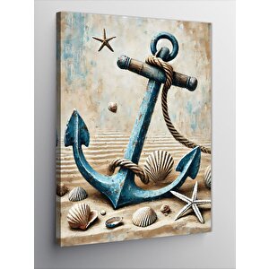 Kanvas Tablo Deniz Kabukları Ve Çapa 70x100 cm