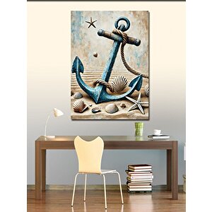 Kanvas Tablo Deniz Kabukları Ve Çapa 70x100 cm