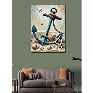 Kanvas Tablo Deniz Kabukları Ve Çapa 70x100 cm