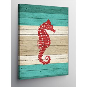 Kanvas Tablo Ahşapta Kırmızı Denizatı 50x70 cm