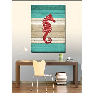Kanvas Tablo Ahşapta Kırmızı Denizatı 50x70 cm