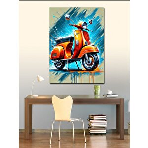 Kanvas Tablo Renkli Motosiklet Ve Fırça Darbeleri 70x100 cm