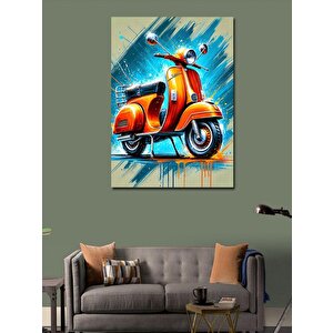 Kanvas Tablo Renkli Motosiklet Ve Fırça Darbeleri 70x100 cm