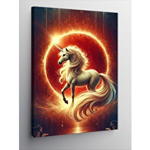 Kanvas Tablo Altın Işıklı Unicorn 100x140 cm