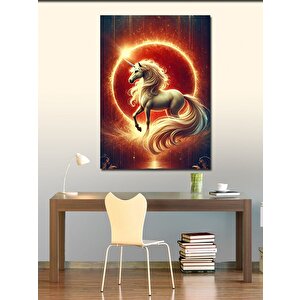 Kanvas Tablo Altın Işıklı Unicorn 100x140 cm