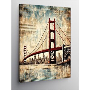 Kanvas Tablo Golden Gate Köprüsü Çizimi 100x140 cm