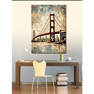 Kanvas Tablo Golden Gate Köprüsü Çizimi 100x140 cm
