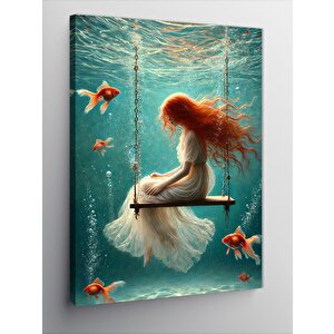 Kanvas Tablo Suda Salıncak Ve Kız 50x70 cm