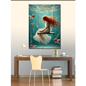 Kanvas Tablo Suda Salıncak Ve Kız 50x70 cm