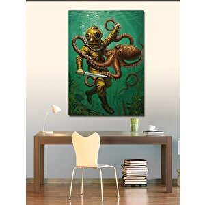 Kanvas Tablo Dalgıç Ve Ahtapot 100x140 cm