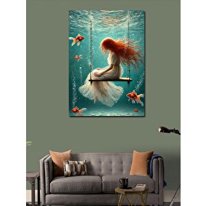 Kanvas Tablo Suda Salıncak Ve Kız 100x140 cm