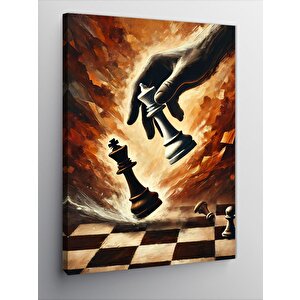 Kanvas Tablo Satranç Tahtasında Eller Figürü 70x100 cm