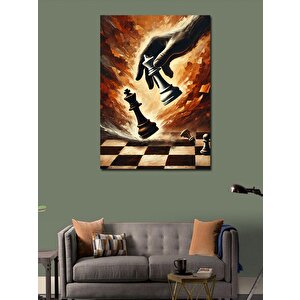 Kanvas Tablo Satranç Tahtasında Eller Figürü 70x100 cm