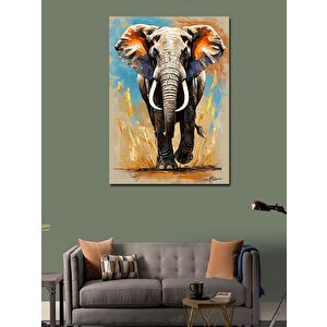 Kanvas Tablo Renkli Fil Portresi 100x140 cm