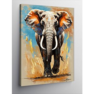 Kanvas Tablo Renkli Fil Portresi 70x100 cm
