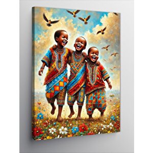 Kanvas Tablo Mutlu Afrikalı Çocuklar 100x140 cm